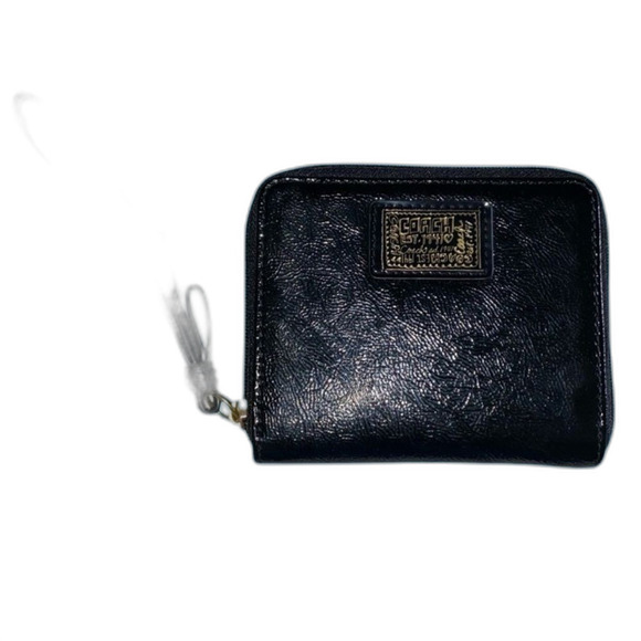 Coach Daisy Liquid Gloss Leather Black Wristlet Wallet - Picture 7 of 7